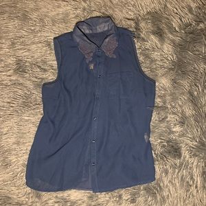 Navy Blue mesh blouse!